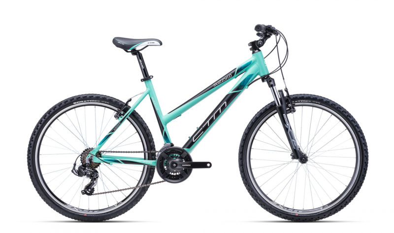 Ženski brdski bicikl CTM Suzzy svijetlo zelene boje namijenjen za brdske MTB vožnje različitim terenom u prirodi