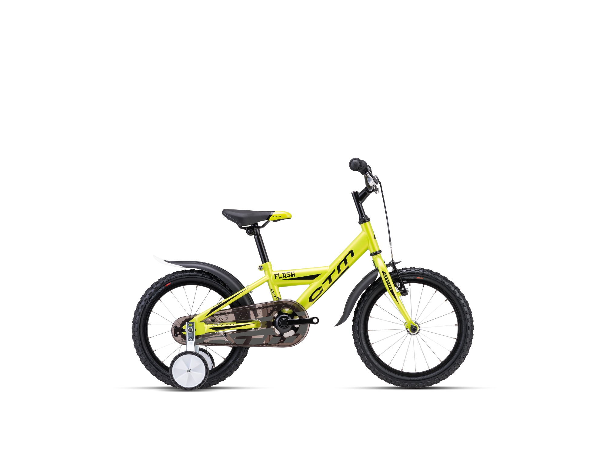 Dječji bicikl CTM Flash žute boje sa pomoćnim kotačima